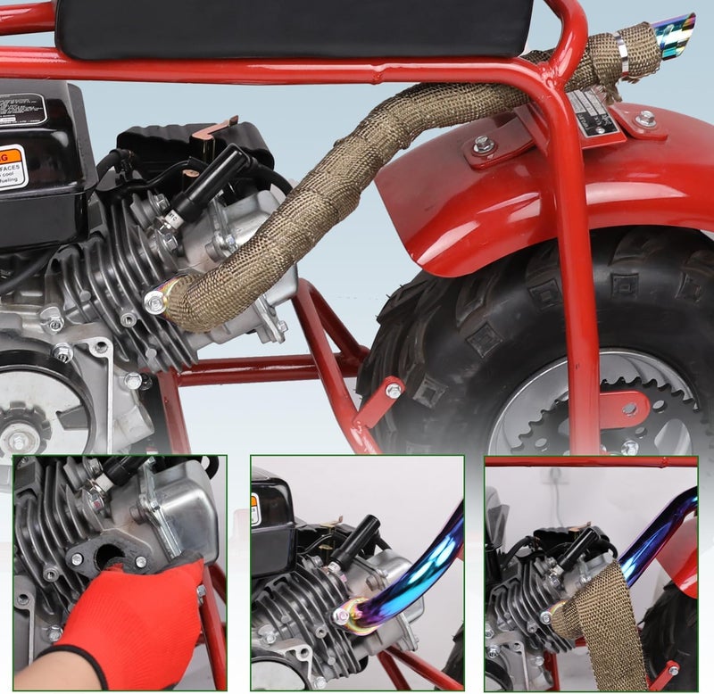 XIKOBY Upgraded Central Rear Exhaust Kit Compatible with Mini Bike Coleman CT100U Massimo MB100 F-RP GMB100 Rascal Lite Predator 79cc 98cc 99cc 3.0HP 154F Engine Parts Colorful - Image 4
